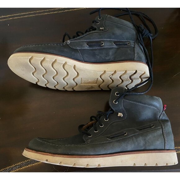 Polo Ralph Lauren Salisbury Charcoal Leather High Top Lace Up Boots Mens 10D main image 5